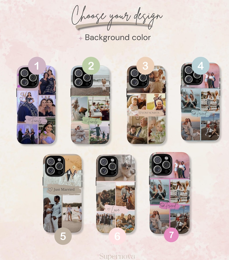 Collage iPhone Case, Photo iPhone Case, Customized iPhone Case, Choose from 9 Picture Collages for iPhone or Samsung, Picture iPhone Case, iPhone16, Family, Bride, wedding, Married, Sweet 15, nonitos