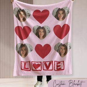 Personalized Photo Blanket, Custom Blanket With Face, Couple Blanket With Pictures, Personalized Blanket For Couple, Valentine's Day Present