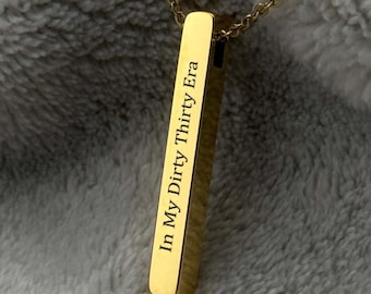 Personalized 30th Birthday Necklace – Engraved Minimalist Jewelry, Custom Pendant, Birthday Gift for Her, Anniversary Gift Idea