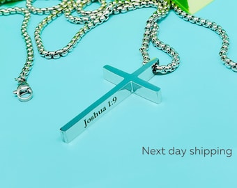 Engraved Cross Necklace | Custom Name Cross Necklace | Unisex Cross Gift | Christian Jewelry