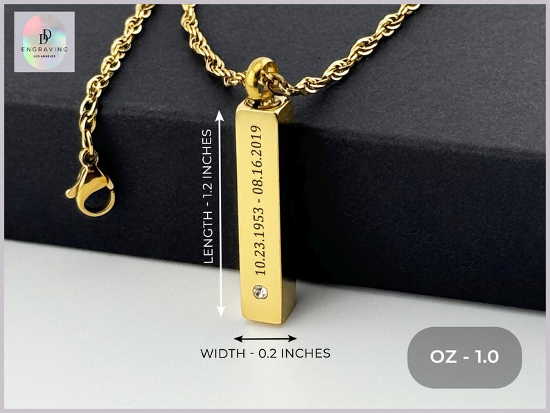 Custom engraved bar Urn necklace