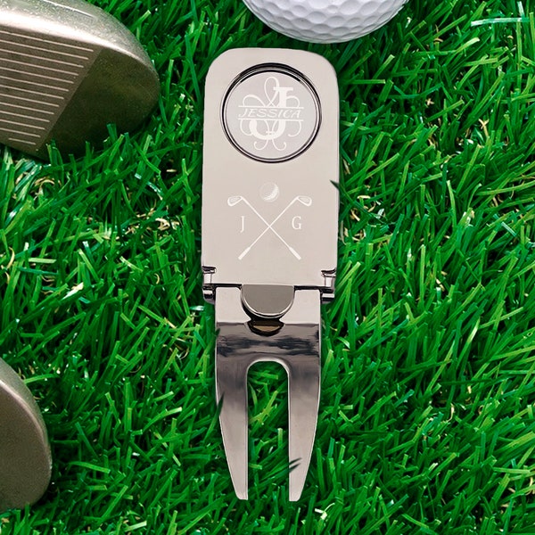 Custom Golf Divot Tool with Cigar Holder | Personalized Golf Tool | Groomsmen Golf Gift | Valentines Day Gift for Him