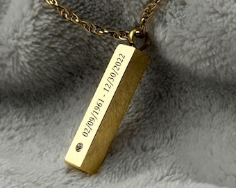 Custom Engraved Urn Necklace for Human Ashes – Memorial Jewelry for Loss of Mother, Personalized Sympathy Gift, Memorial Keepsake Pendant