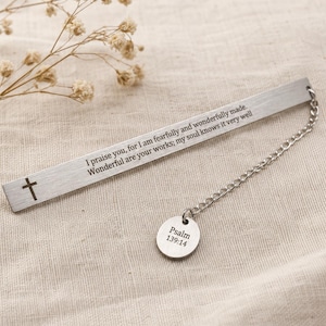 Custom Bible Verse Bookmark, Metal Christian Bookmark, Laser Engraved Biblical Passages, Graduation Day Priest Pastor Bookish Gift