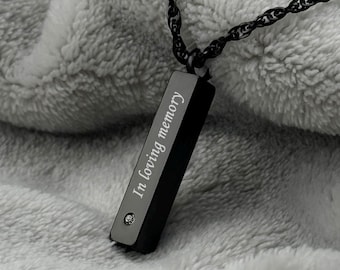 Engraved Cremation Urn Pendant, Personalized Jewelry For Human Ashes, Custom Urn Necklace for Loss of Husband, Memorial Sympathy Gift