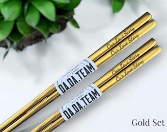 Custom Reusable Metal Chopsticks for Couples, Chopsticks with Name Engraved, Personalized Chopsticks Gift Set, Perfect Pairs Chopstick Favor