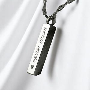 Engraved Cremation Urn Pendant Necklace for Ashes – Personalized Memorial Jewelry for Loss of Father, Thoughtful Sympathy Gift