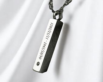 Engraved Cremation Urn Pendant Necklace for Ashes – Personalized Memorial Jewelry for Loss of Father, Thoughtful Sympathy Gift
