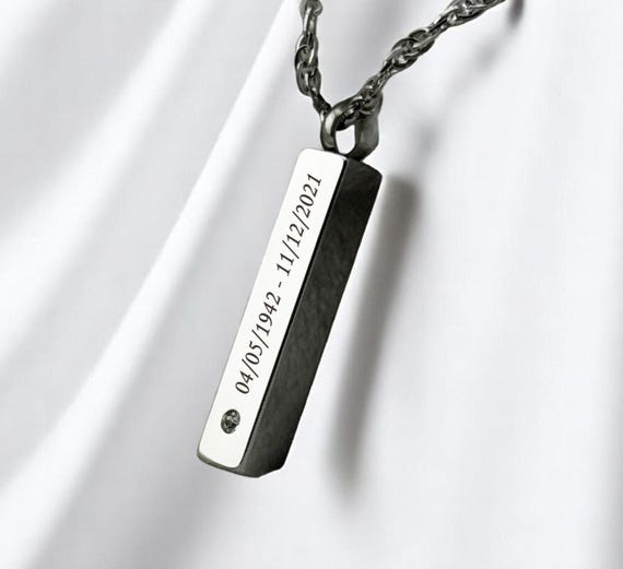 Engraved Cremation Urn Pendant Necklace for Ashes – Personalized Memorial Jewelry for Loss of Father, Thoughtful Sympathy Gift