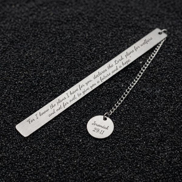 Marcapáginas de metal grabado, regalo personalizado de agradecimiento para profesores con mensaje personalizado.