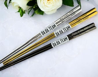 Personalized Reusable Metal Chopsticks for Women, Chopsticks with Name Engraved, Custom Korean Chopsticks, Cutlery with Engraving