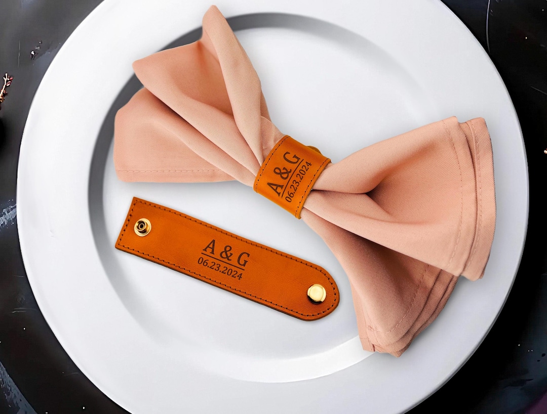 Personalized Leather Napkin Rings, Wedding Napkin Rings, Wedding ...