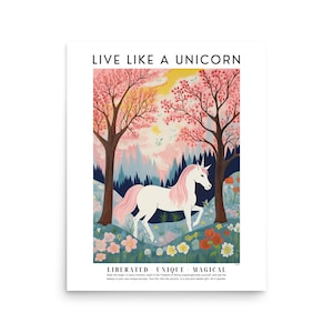 Live Like a Unicorn Art Print, Nursery Wall Art, Children's Room Decor, Cute Unicorn Poster, Framed Unicorn Art, Unicorn Print