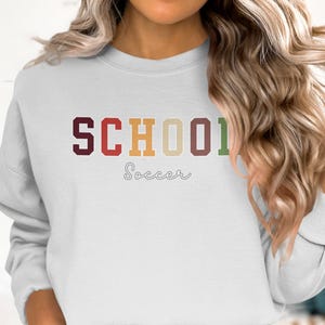Moletom de futebol escolar, camisa de futebol escolar da moda, moletom esportivo para estudantes jovens, moletom com letras coloridas