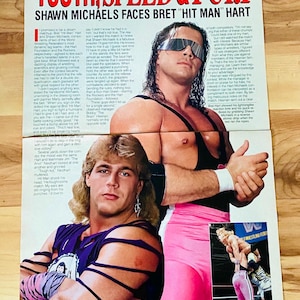 WWE Bret Hart & Shawn Michaels 1990 WWF Magazine Original Photo Print Rare
