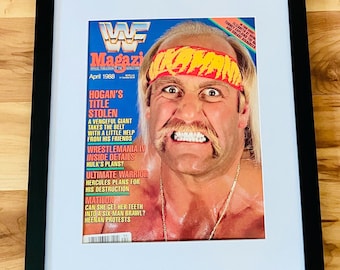 Hulk Hogan Revista WWF Abril 1988 Portada Rara Vintage Lucha Libre WWE Enmarcada