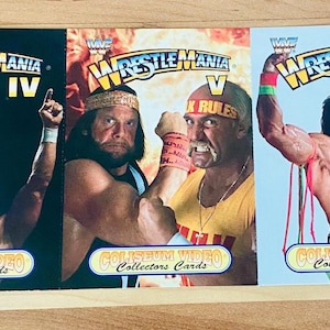 1993 Wrestlemania 4, 5 & 6 WWF Coliseum Video Collectors Cards Rare uncut Vintage WWE NM