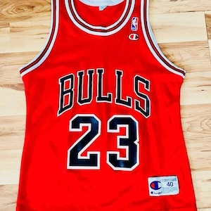 Michael Jordan Vintage Champion Jersey Sz 40 Red Bulls Authentic 90s NBA Great