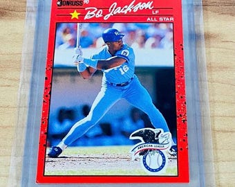 rare bo jackson baseball cards Bo Jackson Football Baseball Trading Card Mint Condition All American Flag Kansas City Royals LA Los Angeles Raiders Rare Oddball Rarity