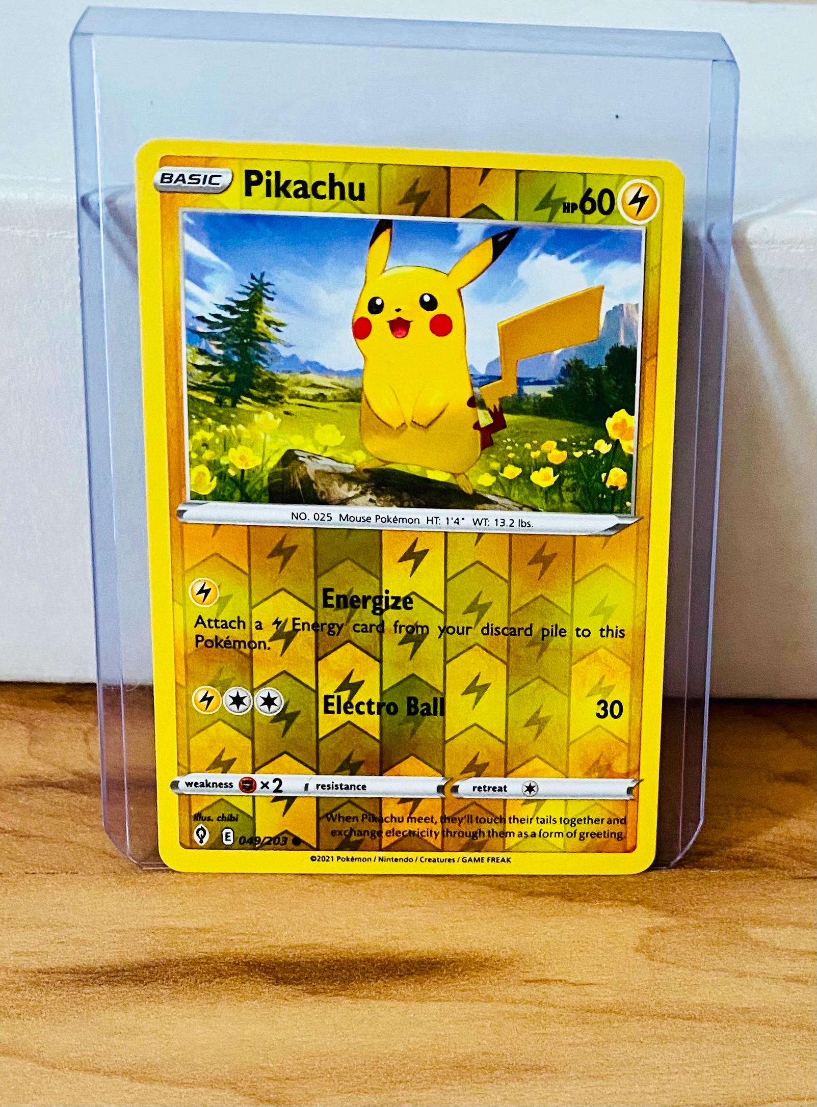 pikachu pokemon card energize THE COMPANY INTERNATIONAL Single Reverse Holo 049/203 EVOLVING SKIES Toys & Games The perfect collection for your Pokemon fan. This 3D printed Pikachu card