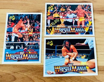 Hulk Hogan vs Macho Man Randy Savage 1990 WWF Classic card lot Wrestlemaina V - WWE Vintage Mint