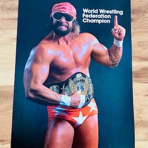Macho Man Randy Savage with WWF Championship Belt 1988 WWF Superstars Original 8x10 Picture Photo Print Rare WWE