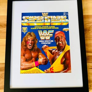 Hulk Hogan WWF 1991 Wrestling Superstars Sticker Album Ultimate Warrior Framed