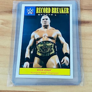 WWE Brock Lesnar Record Breaker 2016 Topps Heritage Wrestling Card #3 Youngest WWE Champion WWF Rare Near Mint