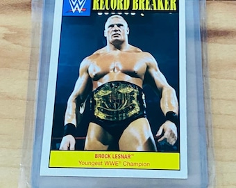 WWE Brock Lesnar Record Breaker 2016 Topps Heritage Wrestling Card #3 Youngest WWE Champion WWF Rare Near Mint