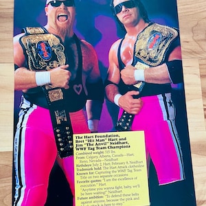 Bret Hart the Hart Foundation Tag Team Champions - 1990 WWF Superstars Magazine Iconic Original 8x10 Picture Photo Print Rare WWE