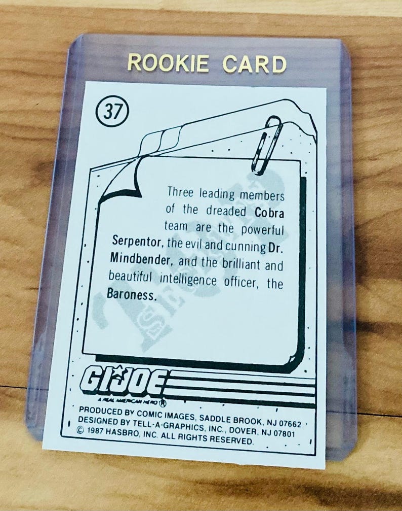 1987 Cobra Team GI Joe Comic Images Card #37 Vintage Rare NM Bild 2