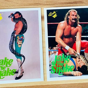1990 Classic WWF Jake the Snake Robert’s WWE Wrestling Cards #7 & #108 Vintage Rare Mint