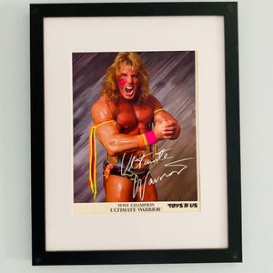 WWF The Ultimate Warrior Original 1990 Toys R&#39; Us 8 X 10 Promo Photo Framed WWE Vintage Rare