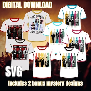 Digital Jonas Brothers Tour SVG Graphics Bulk Pack + 2 Bonus Mystery SVG