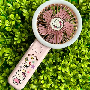 Lindo ventilador de mano portátil LED rosa Hello Kitty