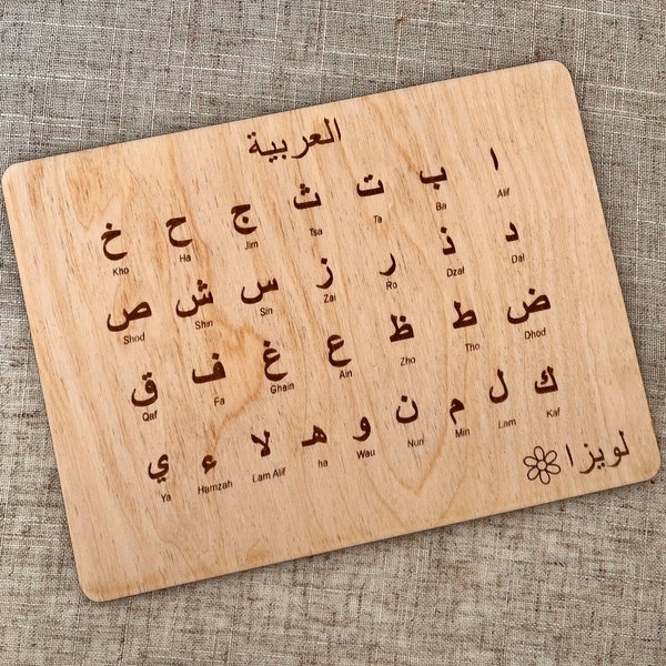 Arabic alphabet PERSONALIZED as a learning board Islamic gift for children birthday children's room decoration Islam Islamic Gift