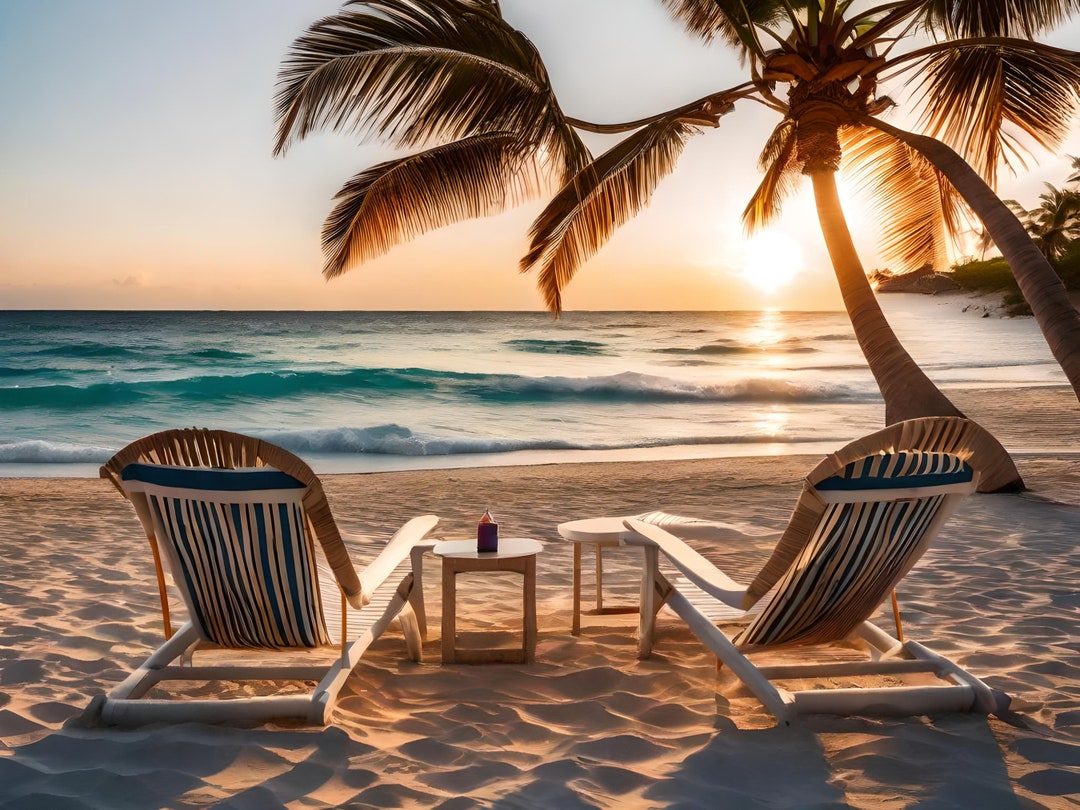 Tranquil Cancun Sunset Beach Print Tropical Home Decor With Beach