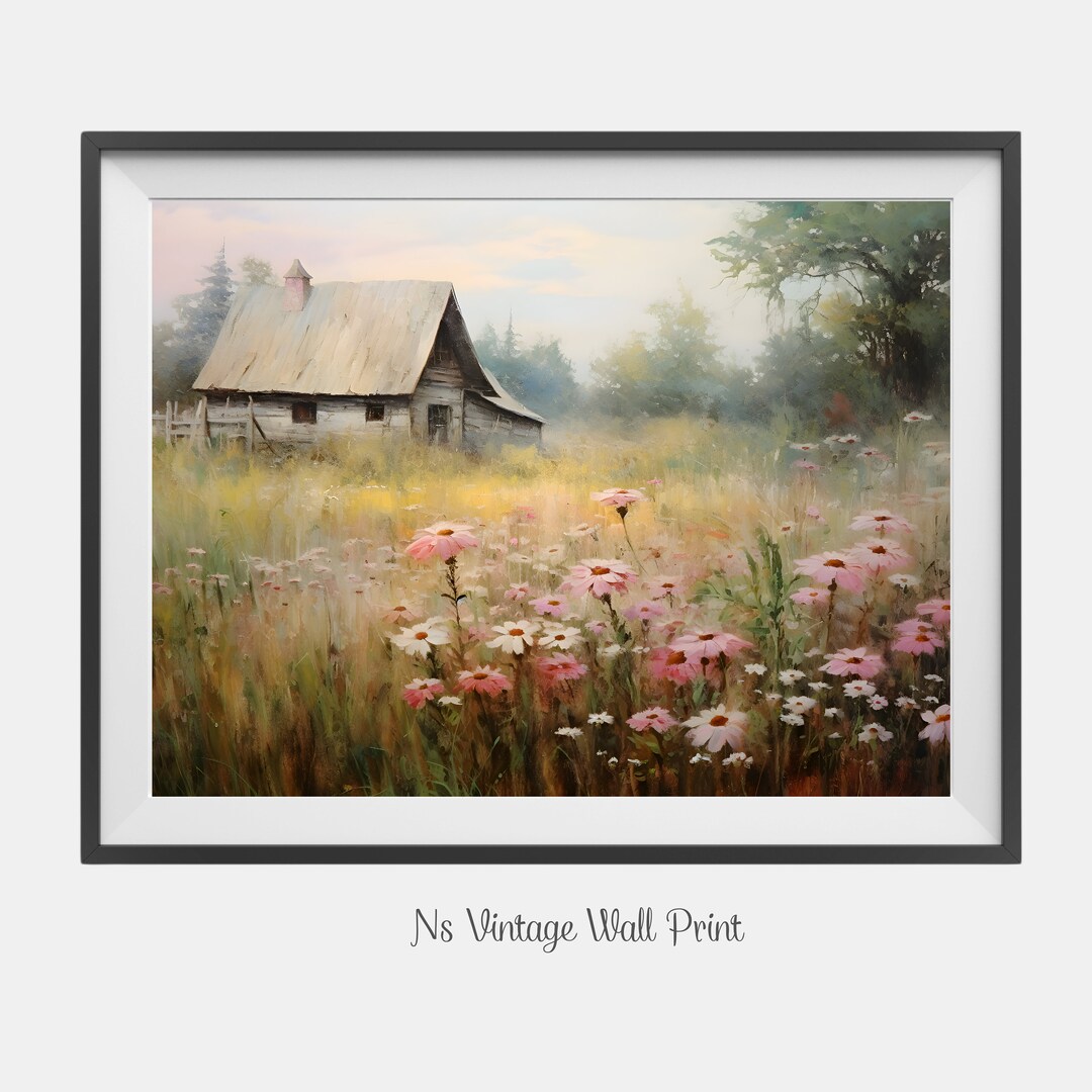 Flower Vintage Wall Painting Oil Landscape Wall Art Etsy
