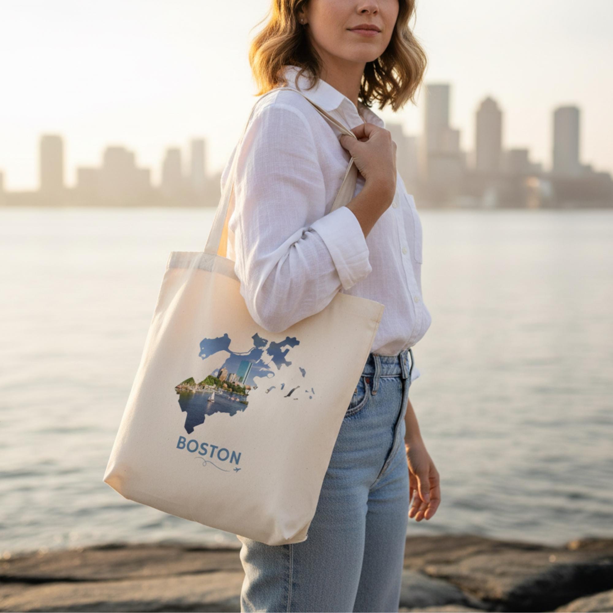 Boston Back Bay Tote Bag, Boston City Outline Tote, John Hancock