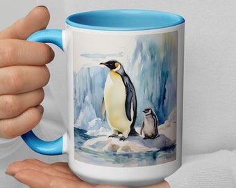 Penguin Mug Penguin Gift For Penguin Lover Ceramic Penguin Mug Gift For Her Winter Coffee Mug Unique Watercolor Penguin Art Emperor Penguin