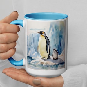 Penguin Mug Penguin Gift For Penguin Lover Ceramic Penguin Mug Gift For Her Winter Coffee Mug Unique Watercolor Penguin Art Emperor Penguin