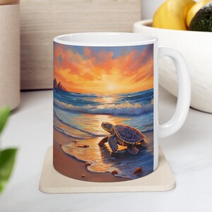 Sea Turtle Ocean Mug Gift For Her Mug Baby Sea Turtle Ceramic Mug Turtle Lover Watercolor Gift For Mom Sea Turtles Coffee Mug Ceramic Turtle
