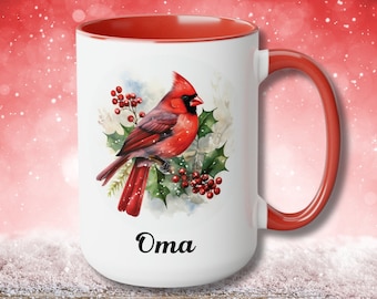 Cardinal Mug Personalized Gift Cardinal Gifts Mug Ceramic 15oz Cardinal Coffee Mug For Mom Bird Lover Mug Red Cardinal Nature Decor Winter