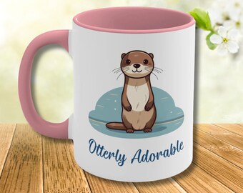 Taza de nutria Regalo de nutria para ella Linda taza de café de nutria Decoración única de acuarela de nutria Regalo divertido de nutria Taza de cerámica de 11 oz Decoración de naturaleza de nutria