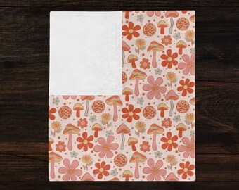 Manta con forma de hongo, regalo para ella, manta de vellón ligera y acogedora, manta con decoración retro de hongos, regalo para adolescentes, dormitorio con naturaleza Cottage Core