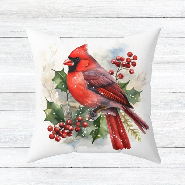 Cardinal Gifts Cardinal Pillow Red Cardinal Gift For Her Throw Pillow Cardinal Accent Pillow Cardinal Decor Cardinal Watercolor Bird Lover