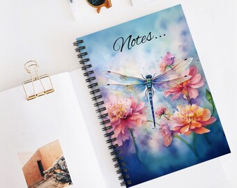 Cuaderno de libélula - Cuaderno espiral de libélula - Diario de libélula - Decoración de acuarela de libélula - Impresión de acuarela de libélula - Regalo único
