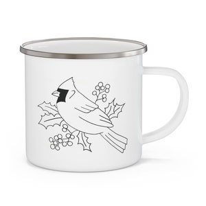 Cardinal Mug Camping Mug Gifts 11 oz Enamel Camping Mug Cardinal Gifts Camping Cabin Decor Gift For Her Camping Coffee Mug Cardinal Decor