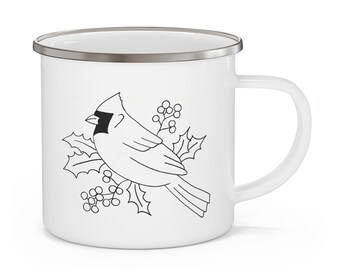 Taza de camping Cardinal Mug Regalos Taza de camping esmaltada de 11 oz Regalos Cardinal Decoración de cabaña de camping Regalo para ella Taza de café de camping Decoración Cardinal