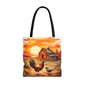 Chicken with Red Barn Tote Bag
